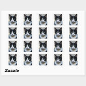 Zwarte kat vierkante sticker (Vel)