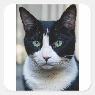 Zwarte kat vierkante sticker
