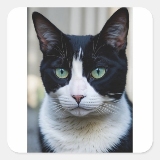 Zwarte kat vierkante sticker (Voorkant)