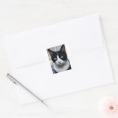 Zwarte kat vierkante sticker (Envelop)