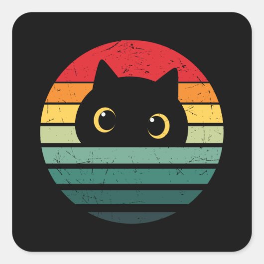  zwarte kat vierkante sticker (Voorkant)