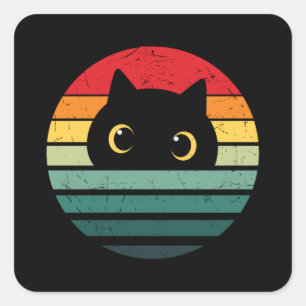 zwarte kat vierkante sticker