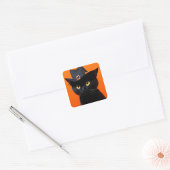 Zwarte kat vierkante sticker