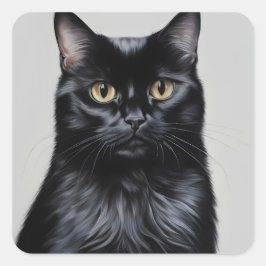Zwarte kat vierkante sticker