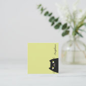 Zwarte kat vierkante visitekaartje (Staand voorkant)
