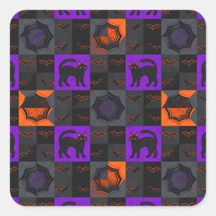 Zwarte Kat Vierkanten Halloween Vierkante Sticker