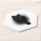 Zwarte Kat Vijlnagels Kartonnen Onderzetters (Schuin)