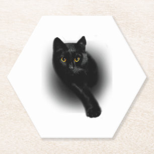 Zwarte Kat Vijlnagels Kartonnen Onderzetters