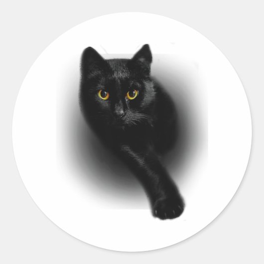 Zwarte Kat Vijlnagels Ronde Sticker (Voorkant)