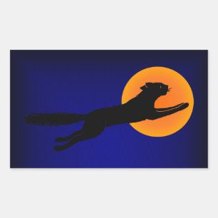 Zwarte Kat Vintage Halloween Kunst Rechthoekige Sticker