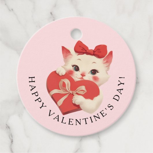 Zwarte Kat Vintage Kat Valentijnsdag Bedankjes Labels (Voorkant)