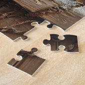 Zwarte Kat Vintage Kerstkunst Legpuzzel (Zijkant)