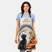 Zwarte Kat  Vintage Retro Halloween  Schort (Gedragen)