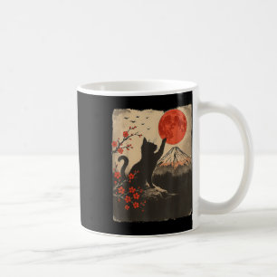 Zwarte Kat Vintage Retro Japan Kunst Japans Thema  Koffiemok