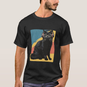 Zwarte Kat Vintage Retro Stijl Zwarte Kitty Katten T-shirt