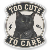 Zwarte kat vinyl sticker | Te schattig om je druk  (Voorkant)