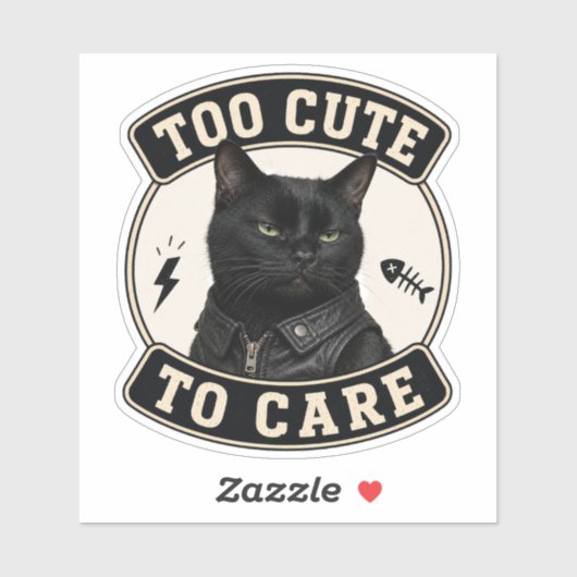 Zwarte kat vinyl sticker | Te schattig om je druk  (Vel)