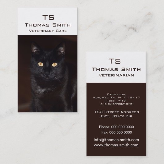 Zwarte kat visitekaartje (Voorkant / Achterkant)