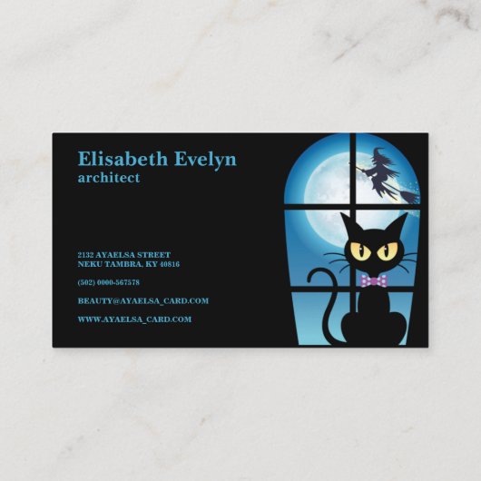 zwarte kat visitekaartje (Achterkant)