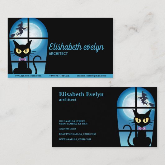 zwarte kat visitekaartje (Voorkant / Achterkant)