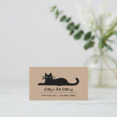 Zwarte kat visitekaartje (Staand voorkant)