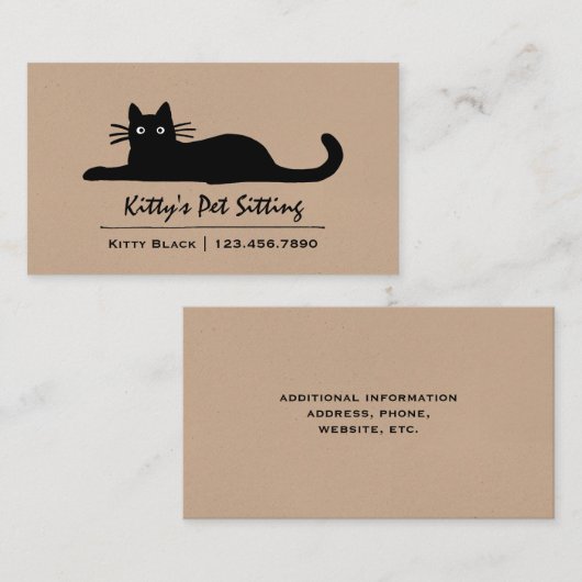 Zwarte kat visitekaartje (Voorkant / Achterkant)