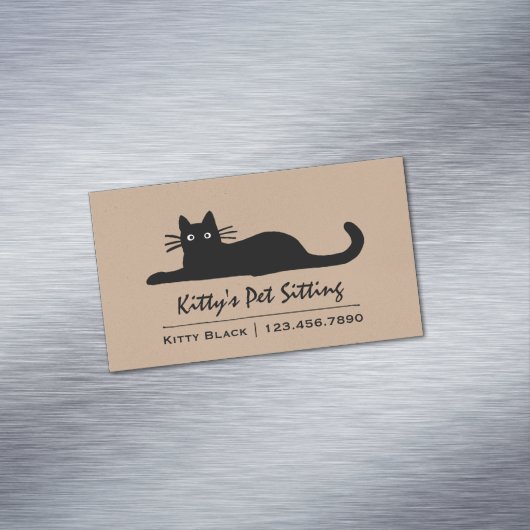 Zwarte kat visitekaartje magneet (Voorbeeld)
