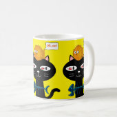 Zwarte kat Vissen Gele Mok (Voorkant rechts)