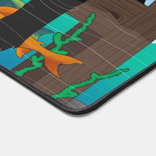 Zwarte kat vissen voor dok bureaumat (Hoek)