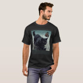 Zwarte Kat Vissende Vlinder T-shirt (Voorkant volledig)