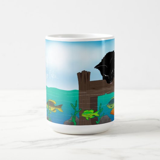 Zwarte kat Vist groot Koffiemok (Center)