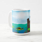 Zwarte kat Vist groot Koffiemok (Voorkant links)