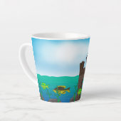 Zwarte kat Vist Latte Mok (Linkerhoek)