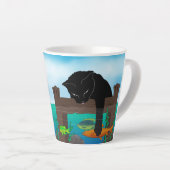 Zwarte kat Vist Latte Mok (Rechterhoek)