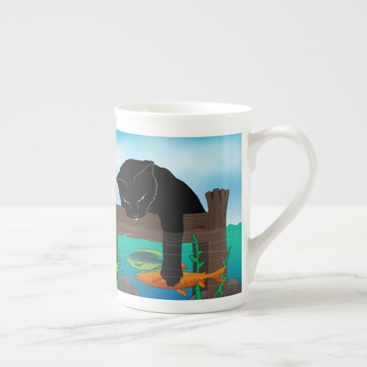 Zwarte kat Vist Porselein Kop (Rechts)