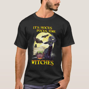 Zwarte Kat Vleermuis Heks Hocus Pocus Het Is Tijd T-shirt