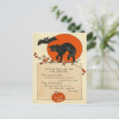 Zwarte kat vleermuis Volle maan Briefkaart (Staand voorkant)