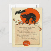 Zwarte kat vleermuis Volle maan Briefkaart (Voorkant / Achterkant)