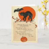 Zwarte kat vleermuis Volle maan Kaart (Gele Bloem)