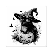 Zwarte Kat, Vleermuizen en Jack-O-Lantern Rubberstempel (Afrduk)