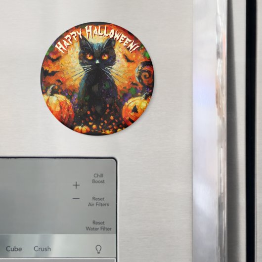 Zwarte Kat Vleermuizen Pompoenen Whimsical Persoon Magneet (Insitu (Koelkast))