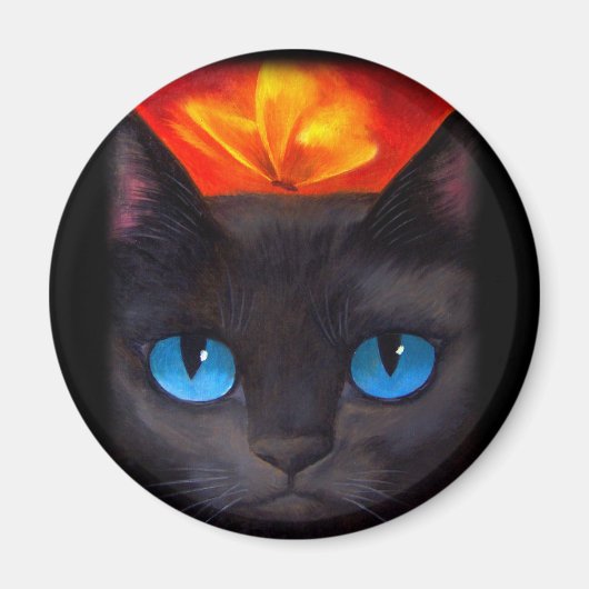 Zwarte kat vlinder schilderij kunst - Multi Magneet (Voorkant)