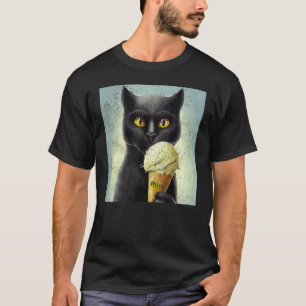 Zwarte Kat Voetbal Ijs T-shirt