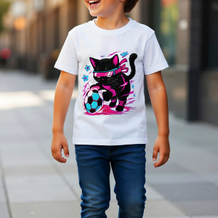 Zwarte Kat Voetbalshirt" Cyberpunk Anime Kat Liefh Tri-Blend Shirt