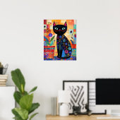 Zwarte Kat, Volkskunst Poster (Thuiskantoor)