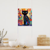 Zwarte Kat, Volkskunst Poster (Keuken)
