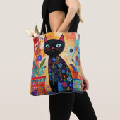 Zwarte Kat Volkskunst (Potplanten) Tote Bag (Dichtbij)