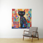 Zwarte Kat Volkskunst Wandkleed (In situ)