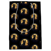 Zwarte kat Volle Maan Celestial Zwart Halloween Medium Cadeauzakje (Voorkant)