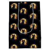 Zwarte kat Volle Maan Celestial Zwart Halloween Medium Cadeauzakje (Achterkant)